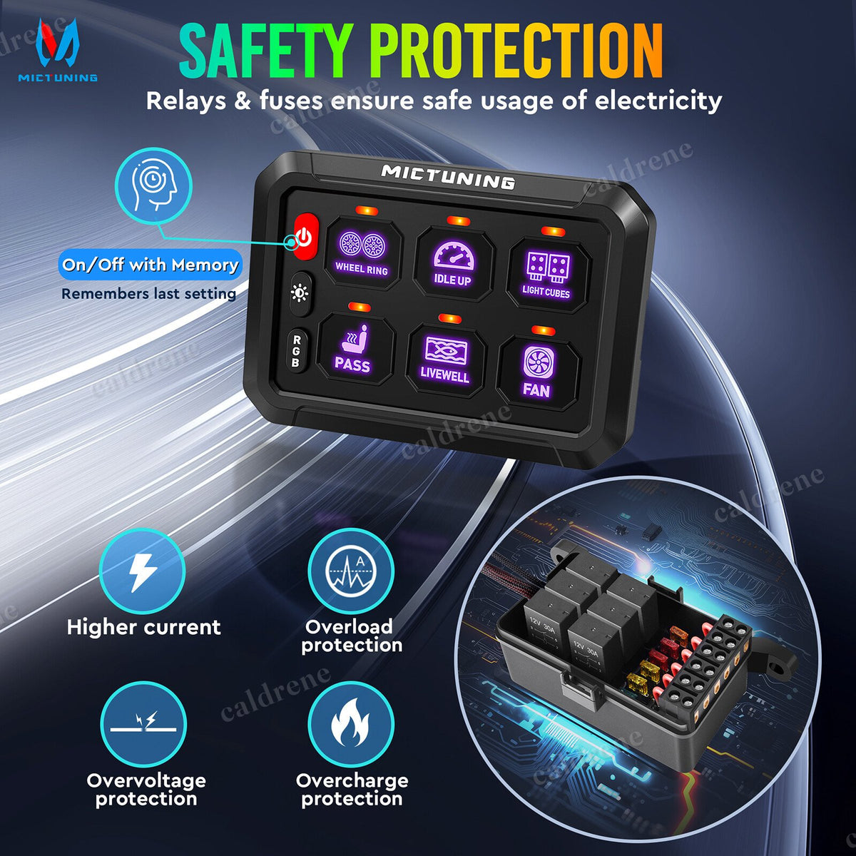 6 Gang RGB LED Rocker Switch Panel, 12/24V, Car and Marine – view 8