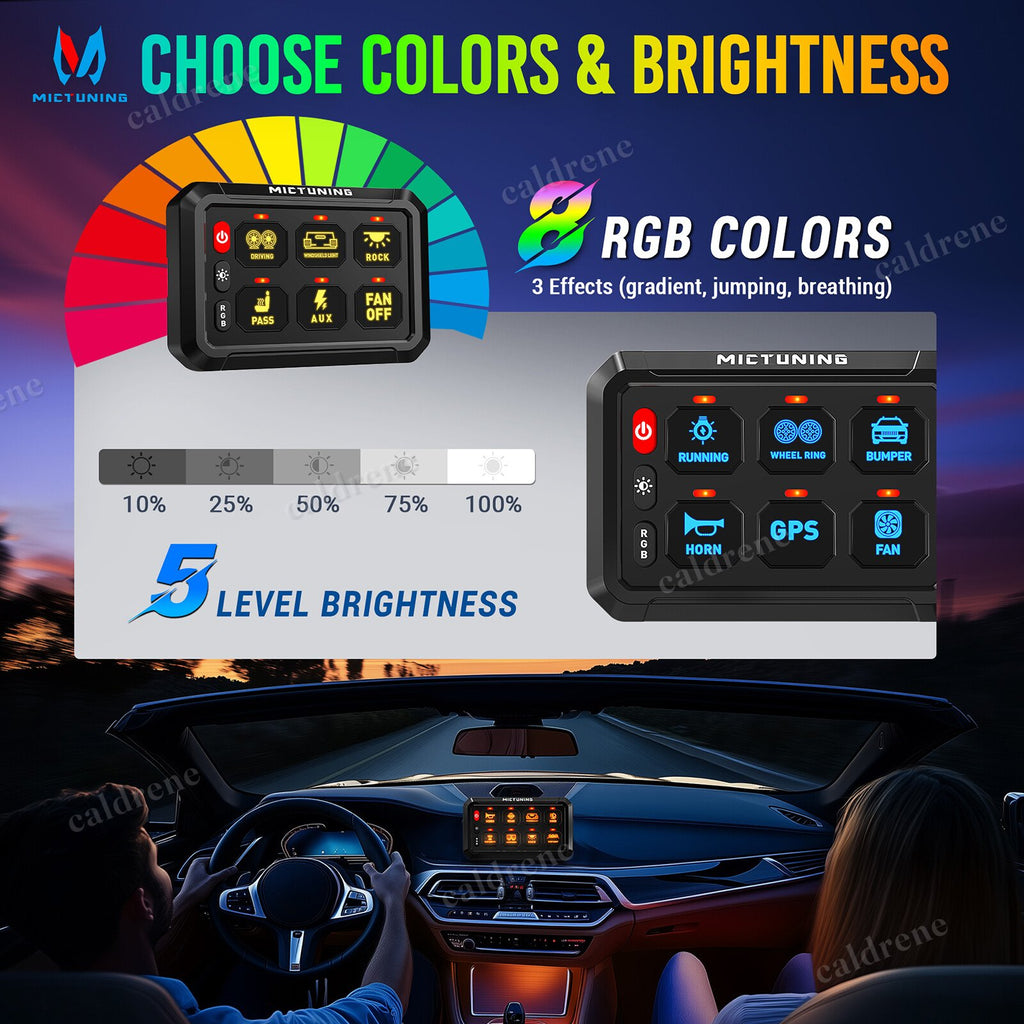 6 Gang RGB LED Rocker Switch Panel, 12/24V, Car and Marine – view 9