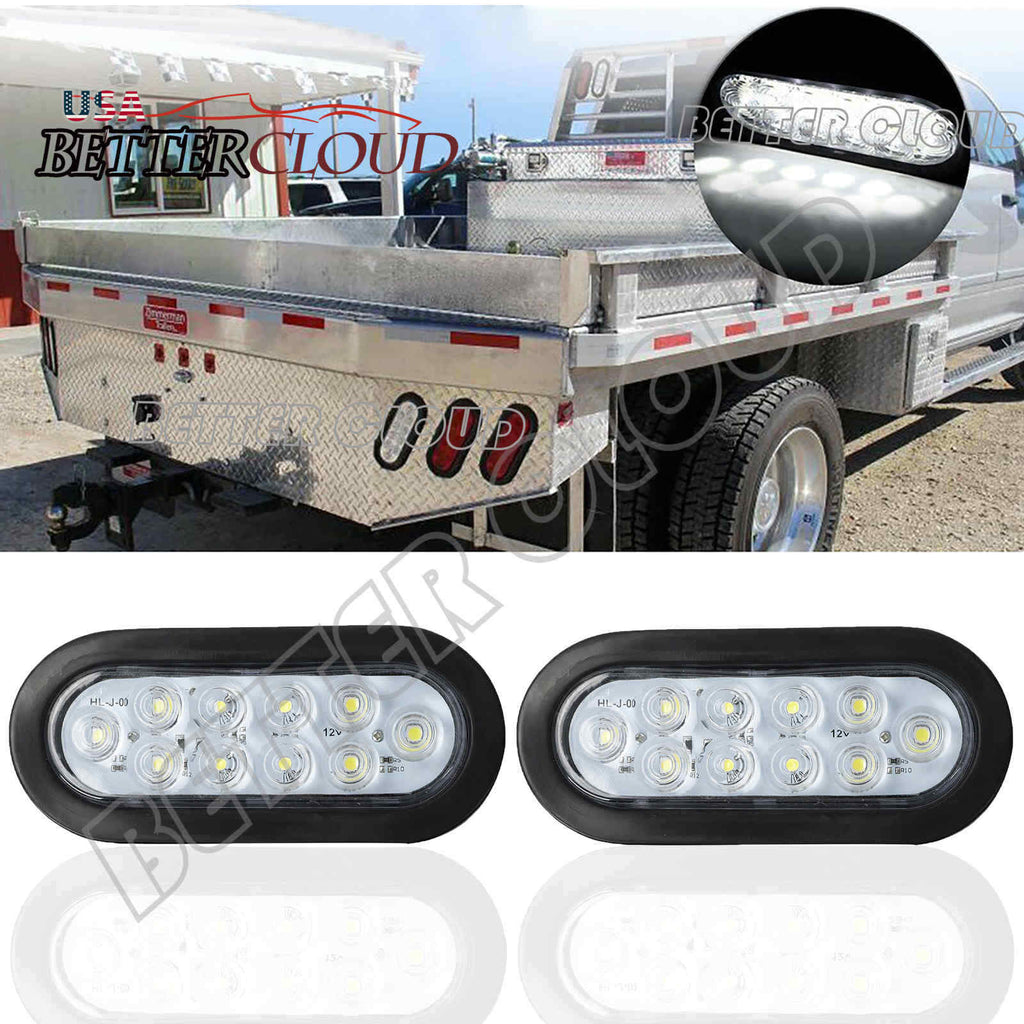 6 Inch Oval White LED Trailer Reverse Backup Lights, 2 Pack
