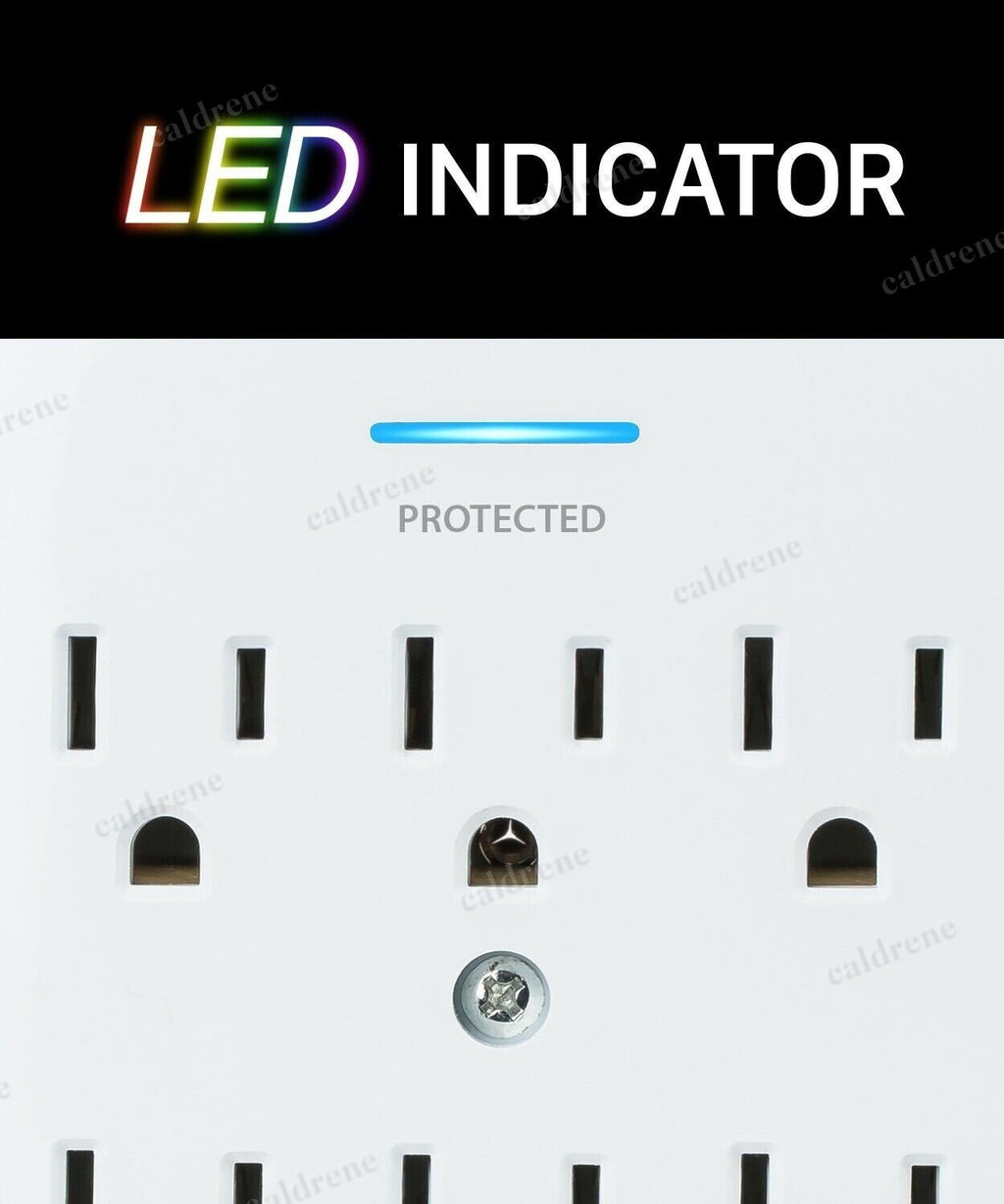 6 Outlet Wall Extender Surge Protector Multi Plug Adapter 1200J – view 4