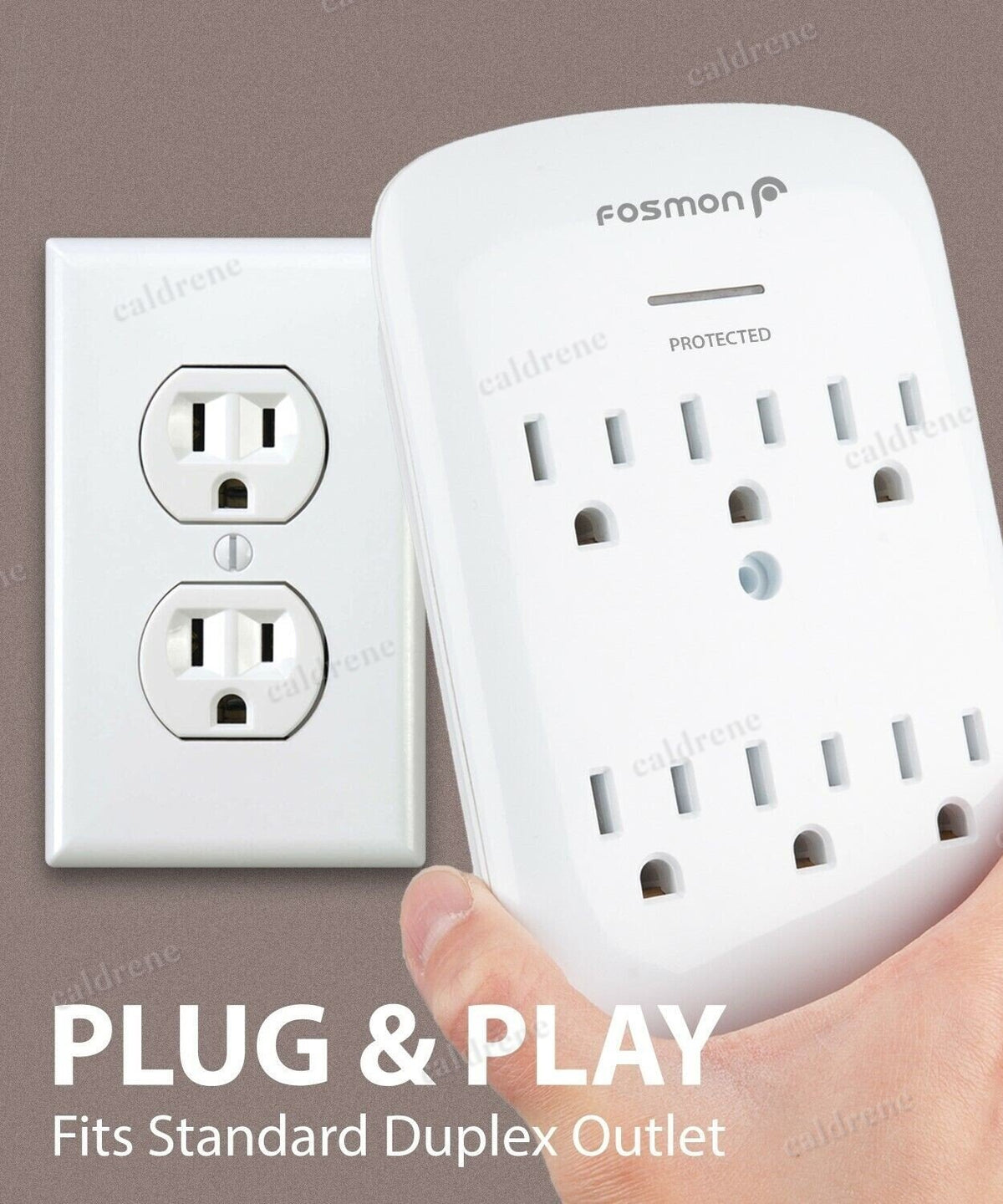 6 Outlet Wall Extender Surge Protector Multi Plug Adapter 1200J – view 5