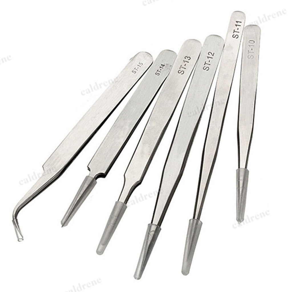 6 Piece Stainless Steel ESD Tweezers Set for Precision Work – view 2