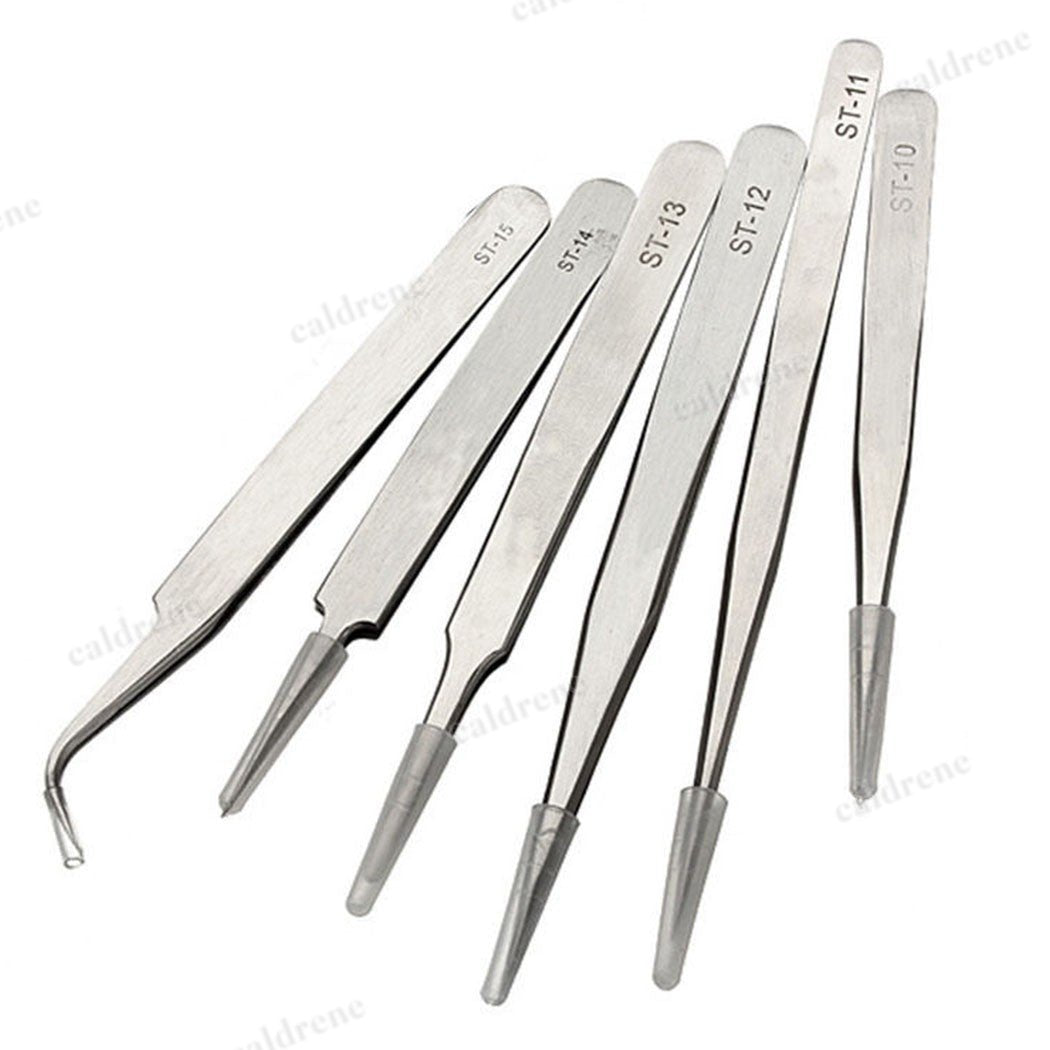 6 Piece Stainless Steel ESD Tweezers Set for Precision Work – view 2
