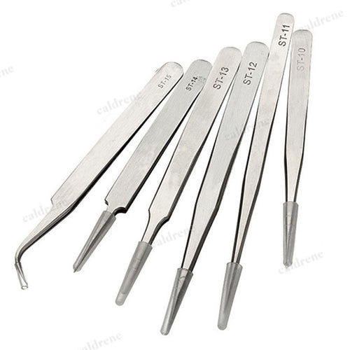 6 Piece Stainless Steel ESD Tweezers Set for Precision Work – view 2