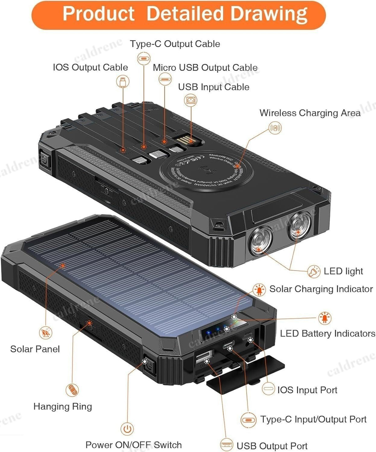 60000mAh Solar Power Bank with Wireless Fast Charging – view 9