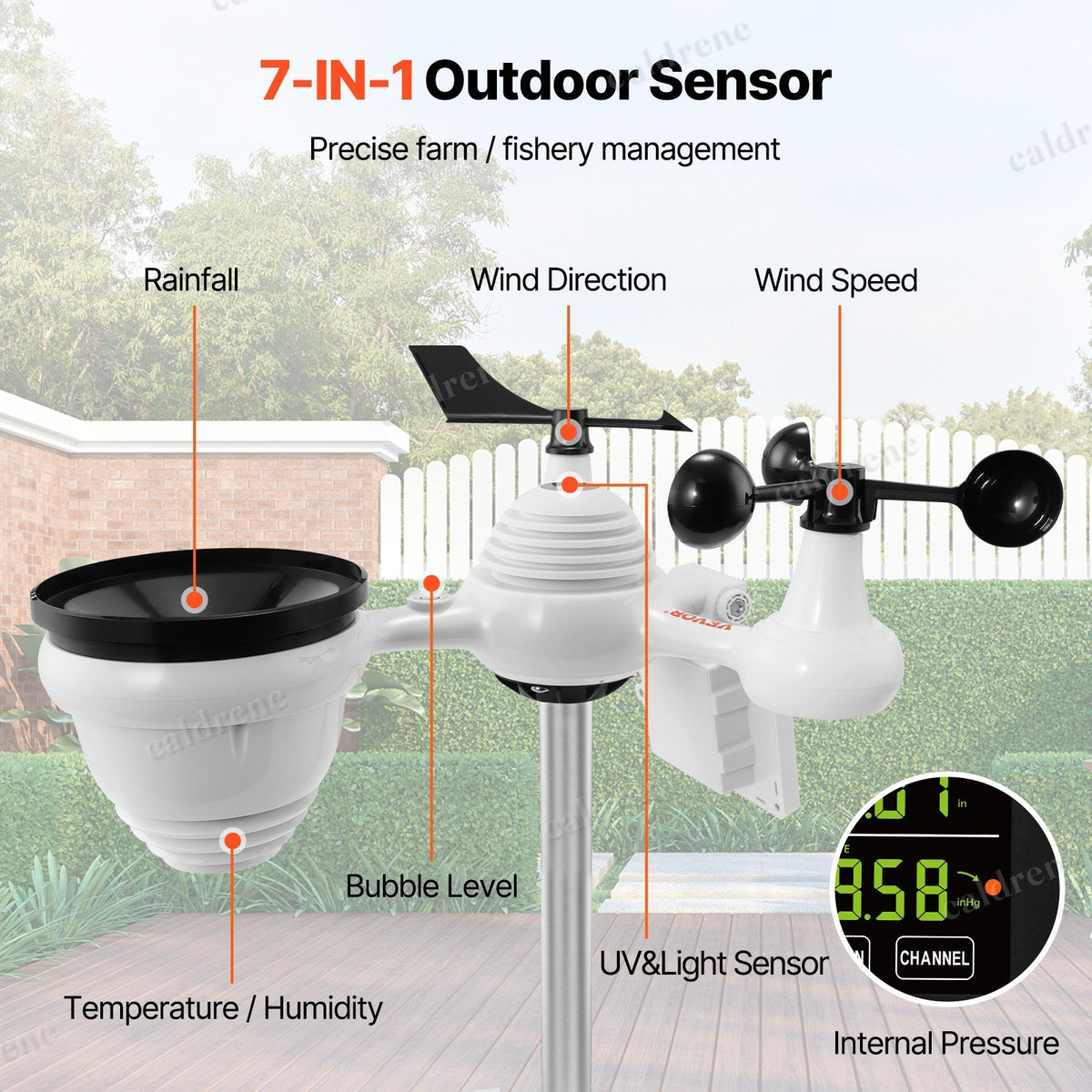 7-in-1 WiFi Weather Station with 7.5 Inch Color Display – view 2