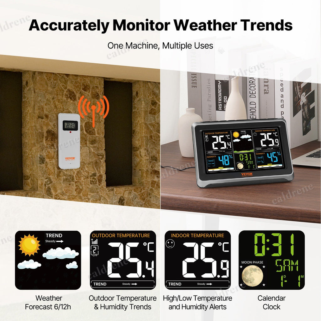 7-in-1 Wireless Weather Station with Atomic Clock – view 2