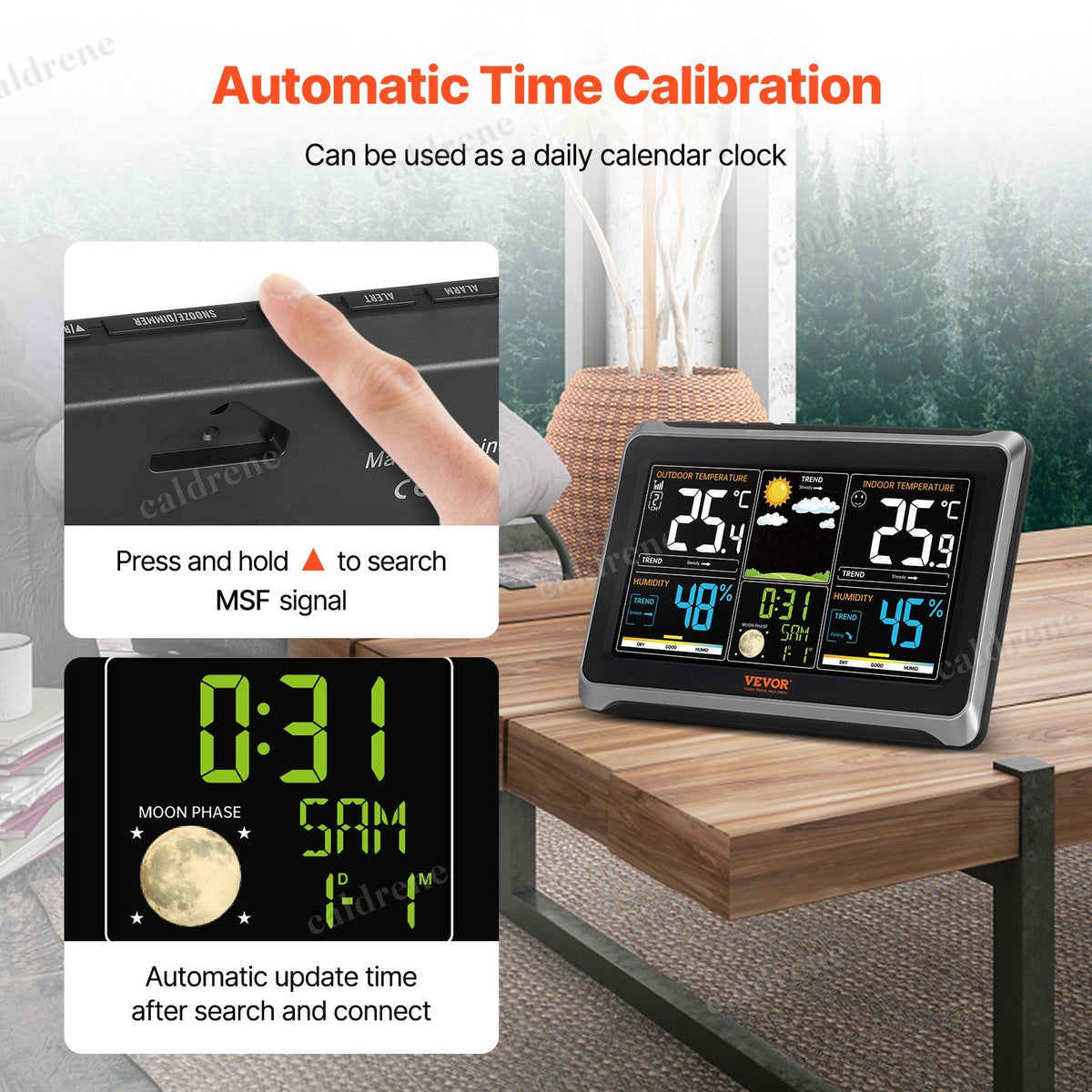 7-in-1 Wireless Weather Station with Atomic Clock – view 3