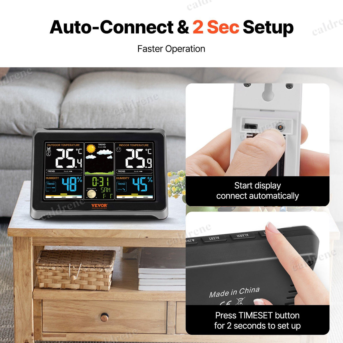 7-in-1 Wireless Weather Station with Atomic Clock – view 5