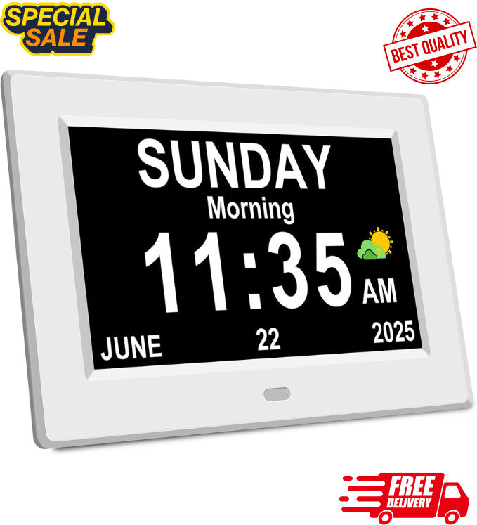 7-Inch Digital Day and Date Calendar Clock for Seniors