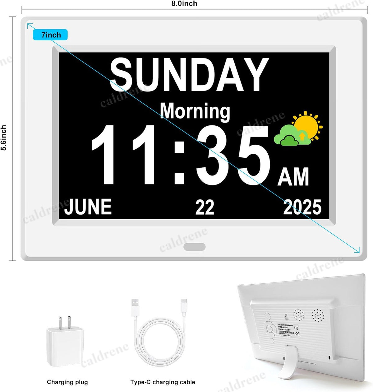7-Inch Digital Day and Date Calendar Clock for Seniors – view 2