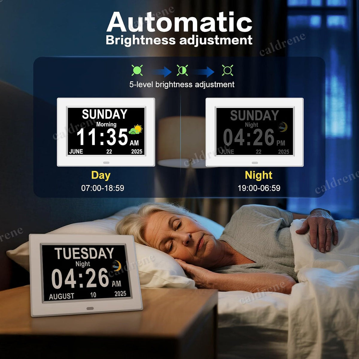 7-Inch Digital Day and Date Calendar Clock for Seniors – view 6