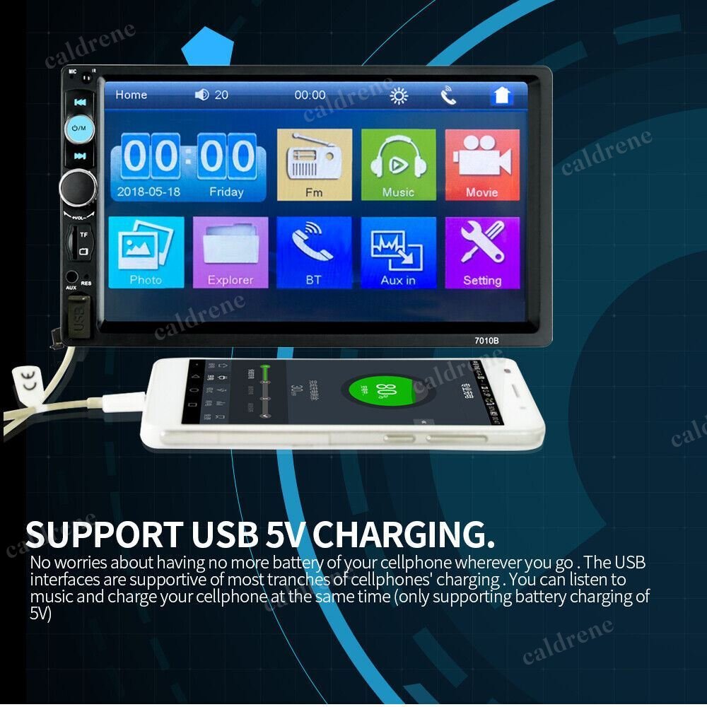 7 Inch Double DIN Bluetooth Car Stereo with Camera – view 2