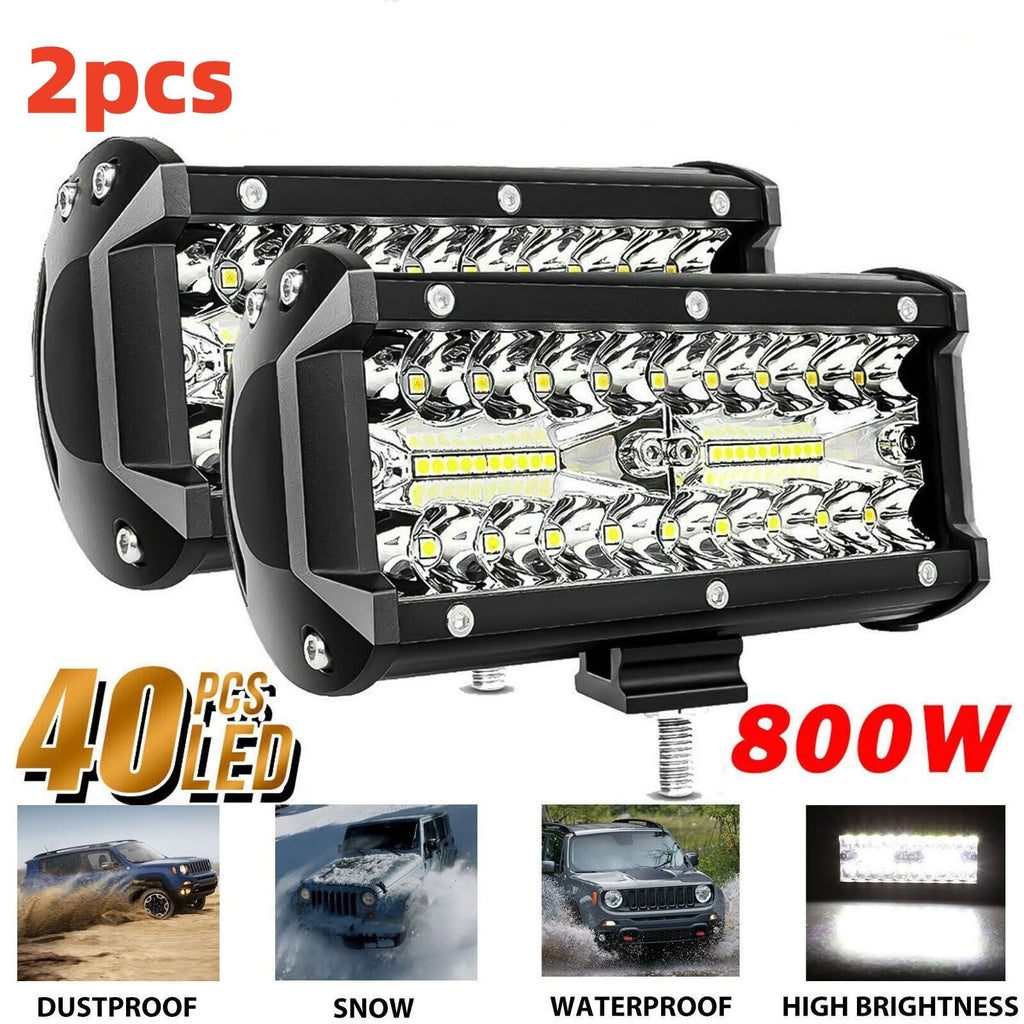 7 Inch LED Work Light Bar Flood Spot Pods, 2 Pack