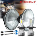7 Inch Round Glass LED Headlights, Chrome Classic Look, Pair