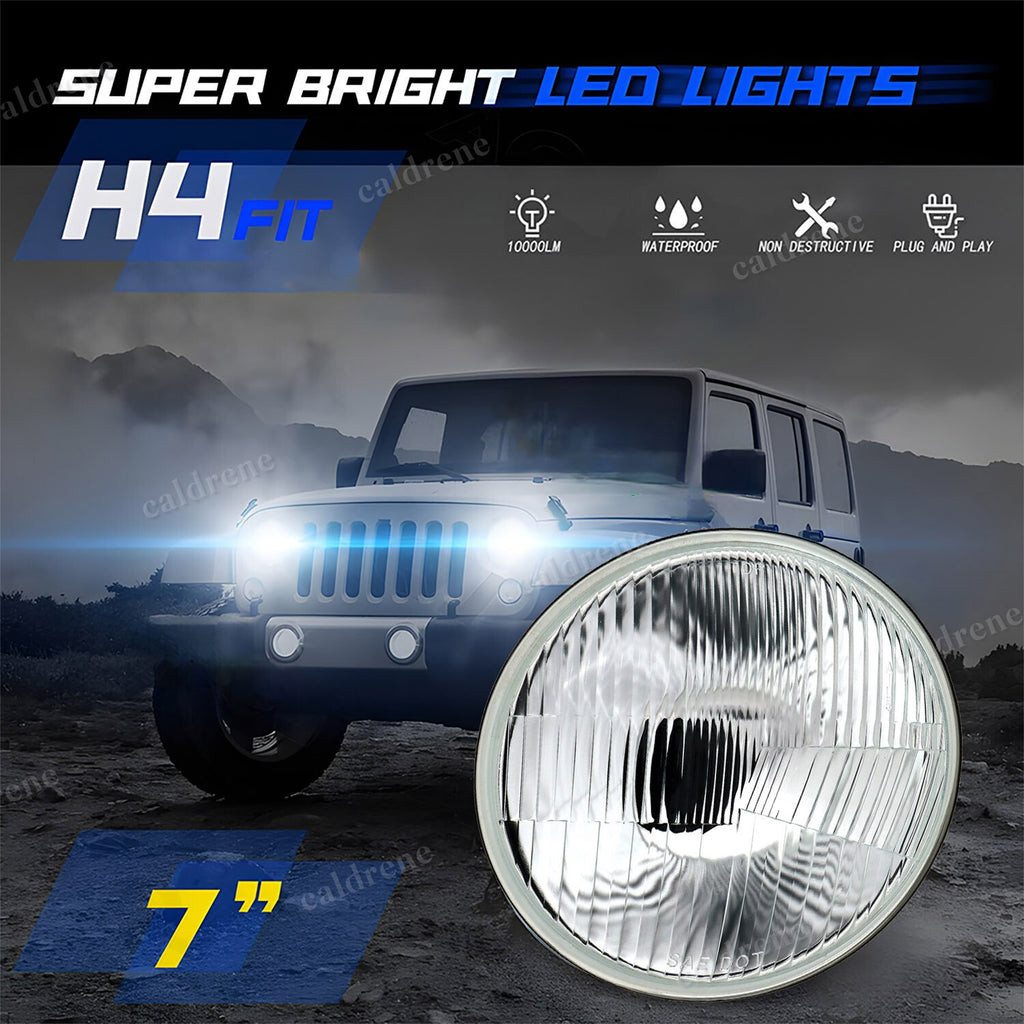7 Inch Round LED Glass Headlights Classic Chrome, Pair – view 10