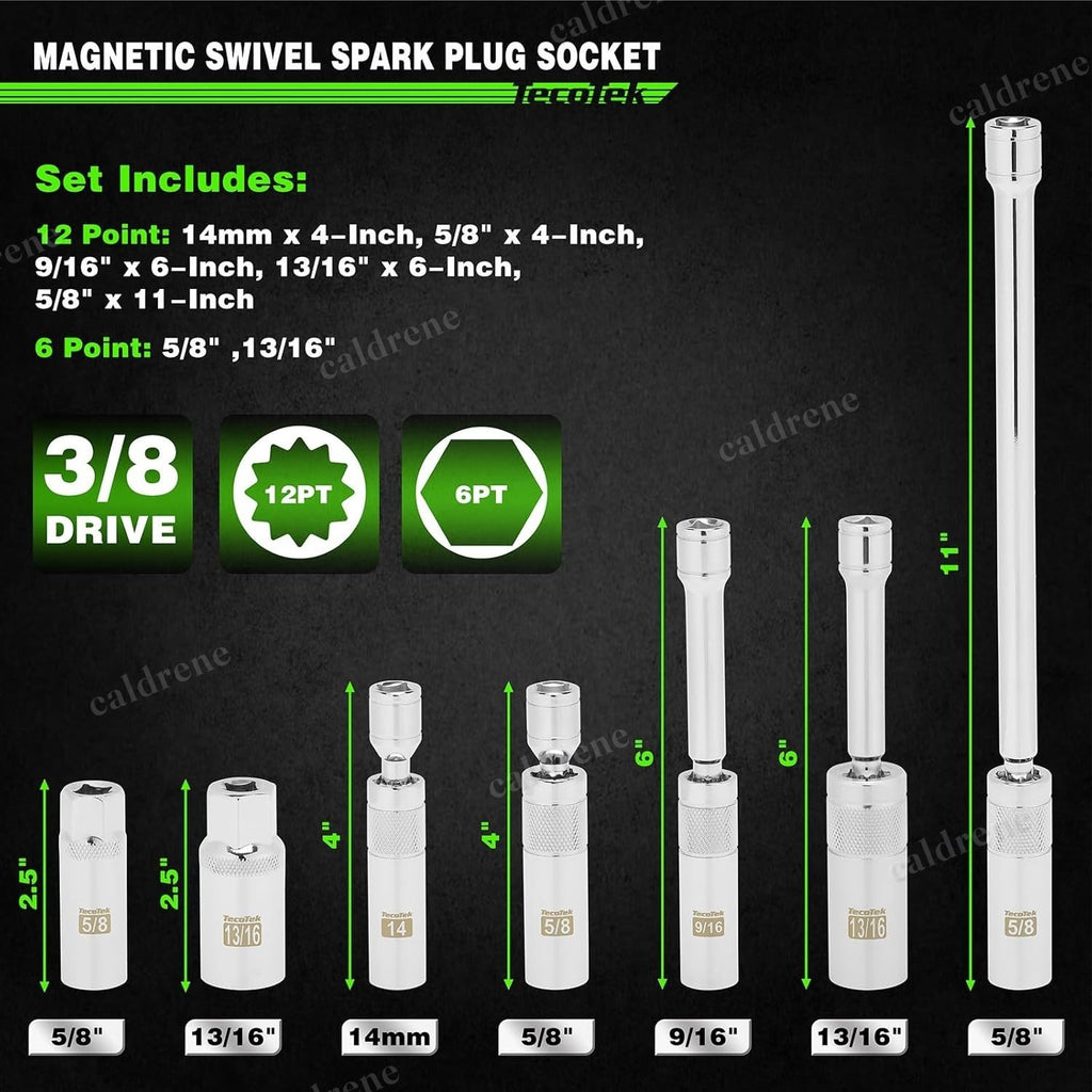 7 Piece 3/8 Drive Magnetic Swivel Spark Plug Socket Set – view 2