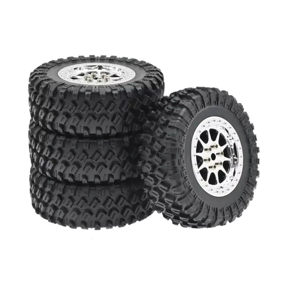 70mm RC Car Tires for MN D90, MN98, MN99S, WPL Models – silver