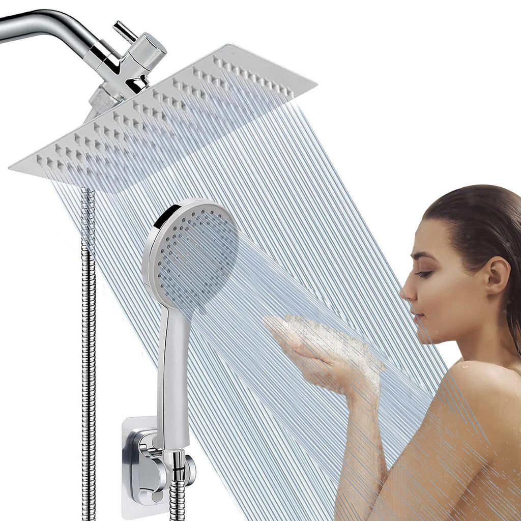8-Inch Rain Shower Head with Handheld Spray Combo, High Pressure