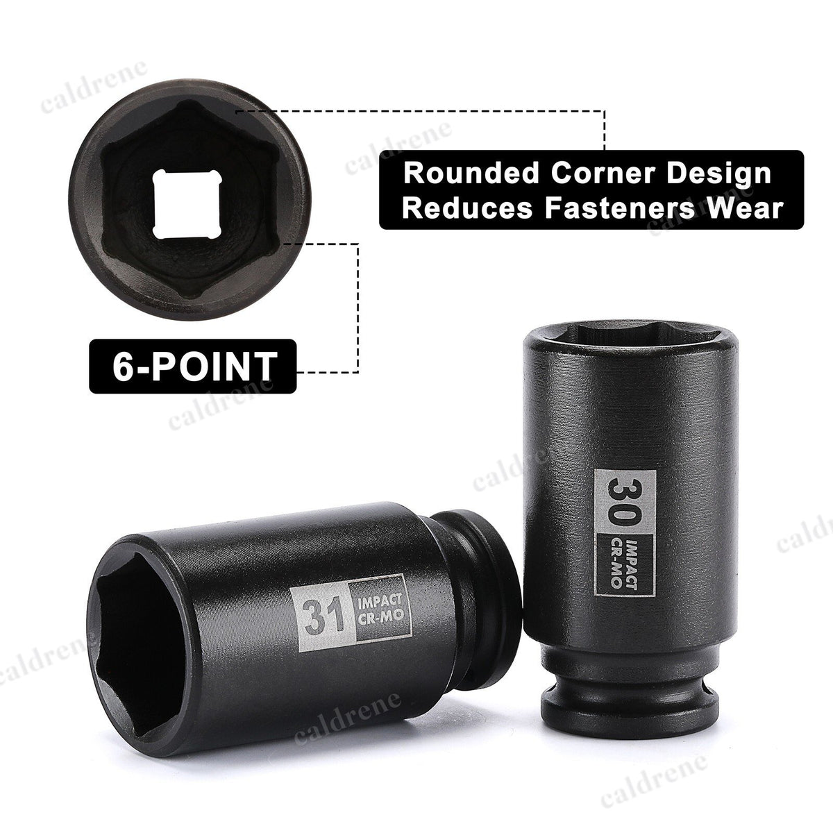 9-Piece 1/2 Drive Deep Spindle Axle Nut Impact Socket Set, Metric – view 5