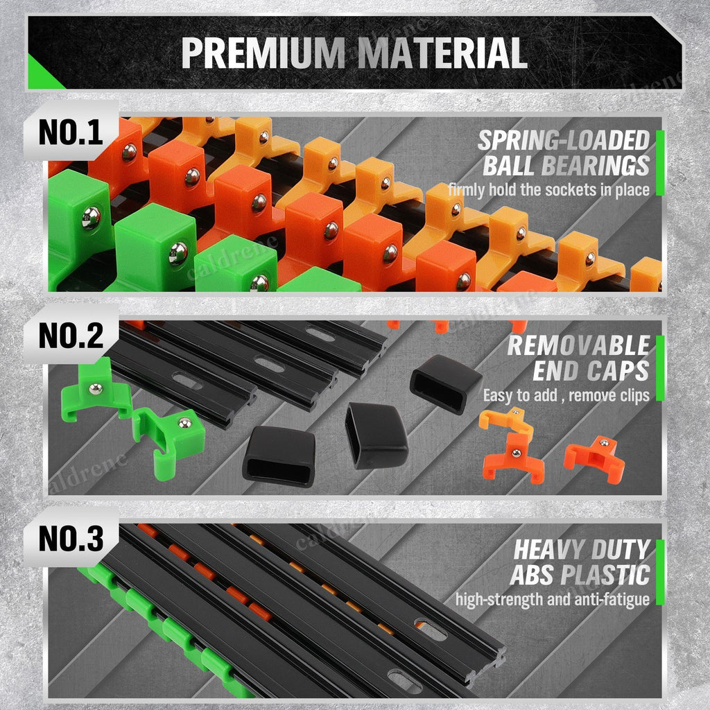 9 Piece Socket Organizer Rail Rack 14 Inch, 1/4 3/8 1/2 – view 3