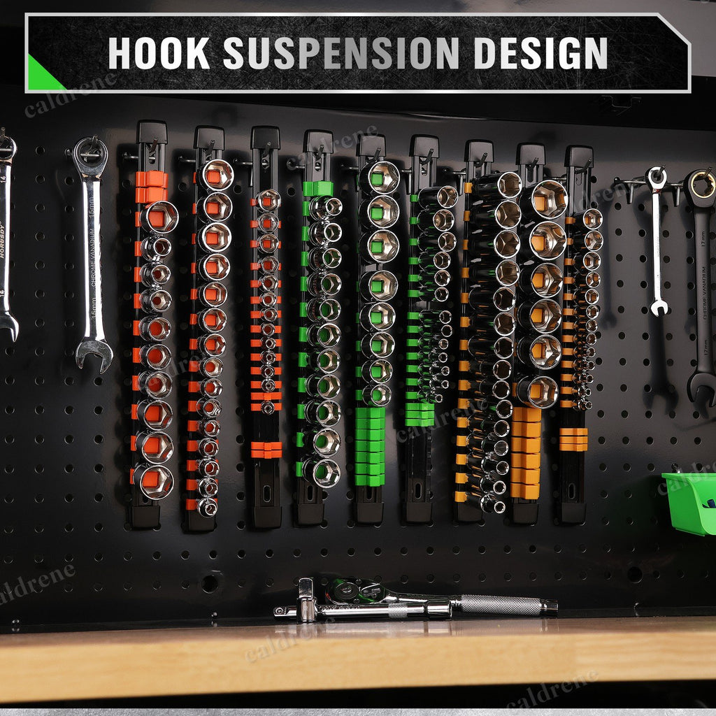 9 Piece Socket Organizer Rail Rack 14 Inch, 1/4 3/8 1/2 – view 8