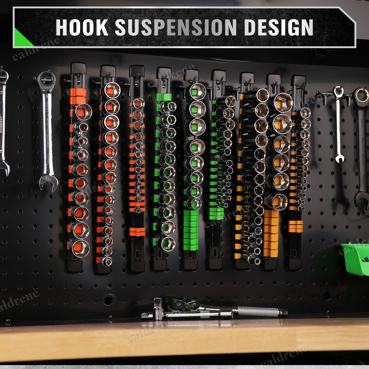 9 Piece Socket Organizer Rail Rack 14 Inch, 1/4 3/8 1/2 – view 8