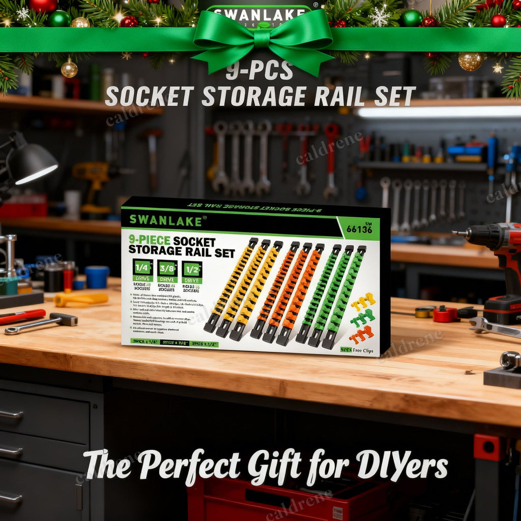 9 Piece Socket Organizer Rail Rack 14 Inch, 1/4 3/8 1/2 – view 9