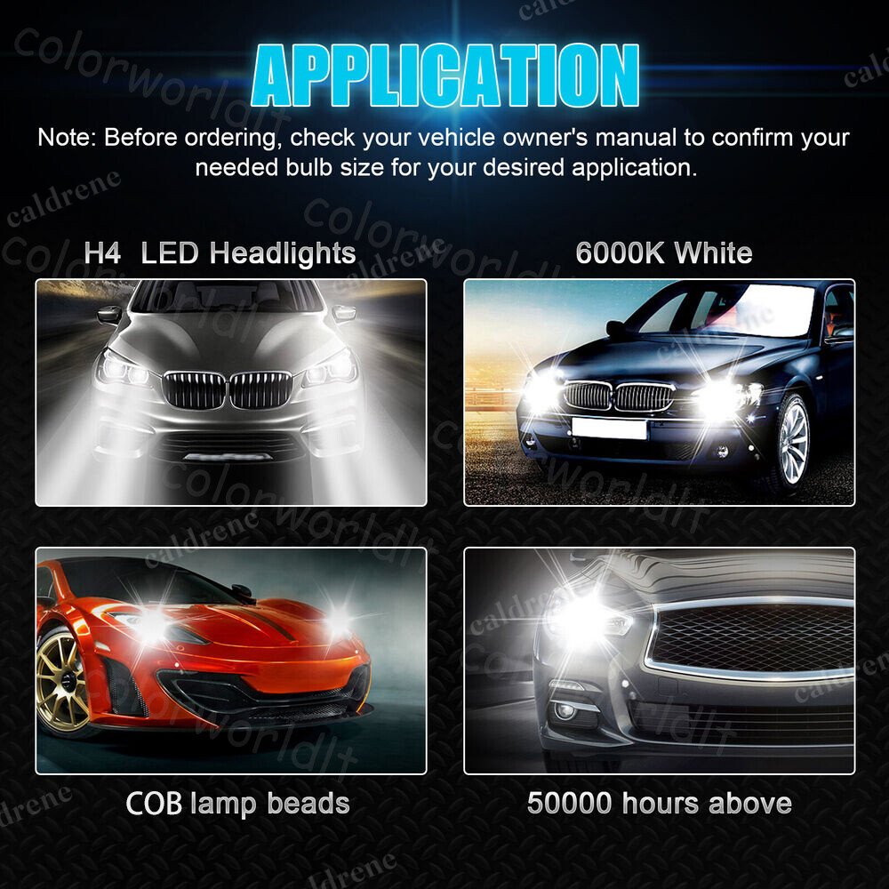 9003 H4 LED Headlight Bulbs High Low Beam Super Bright White, Pair – view 4