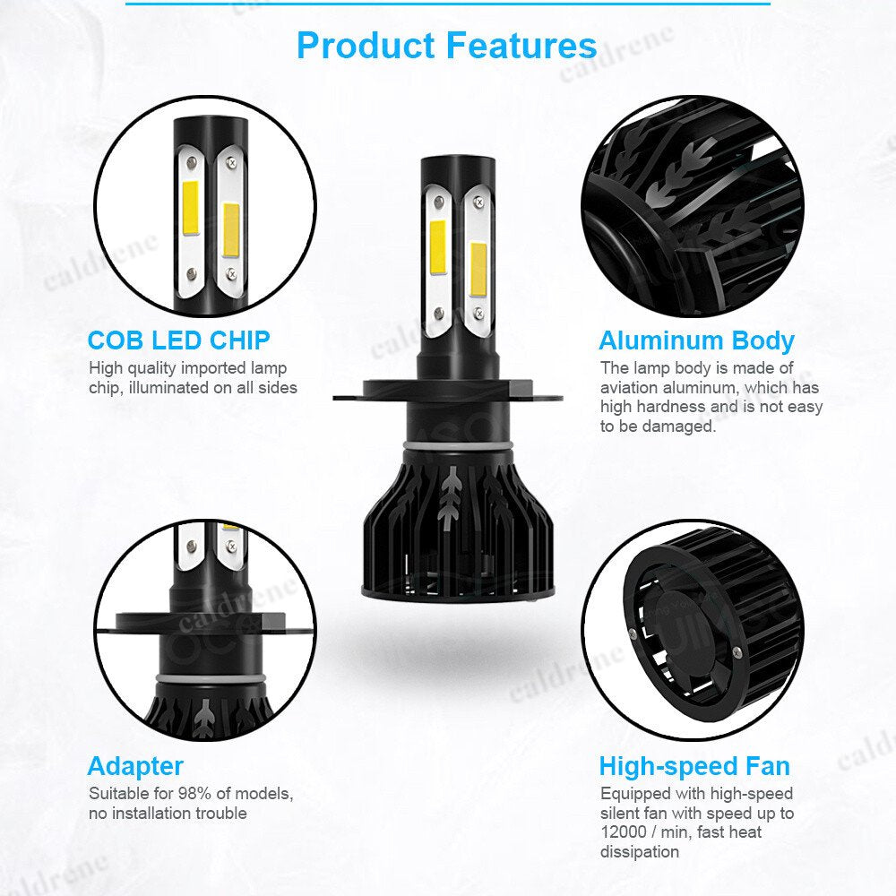 9003 H4 LED Headlight Bulbs Kit High Low Beam Super Bright White – view 5