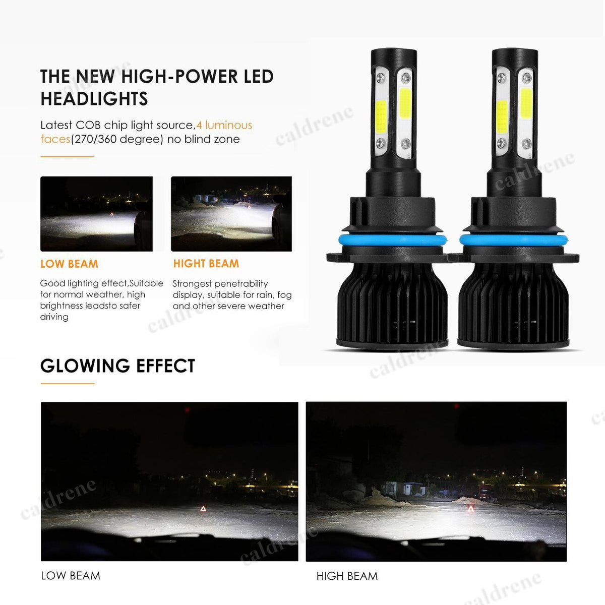 9004 LED Headlight Bulbs, Hi/Lo Beam, 6000K, 2 Pack – view 6