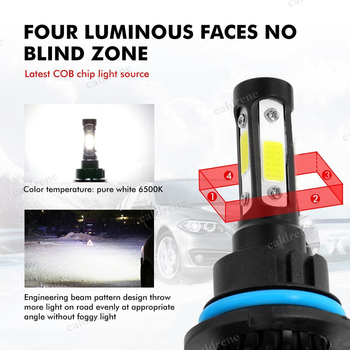 9004 LED Headlight Bulbs, Hi/Lo Beam, 6000K, 2 Pack – view 7