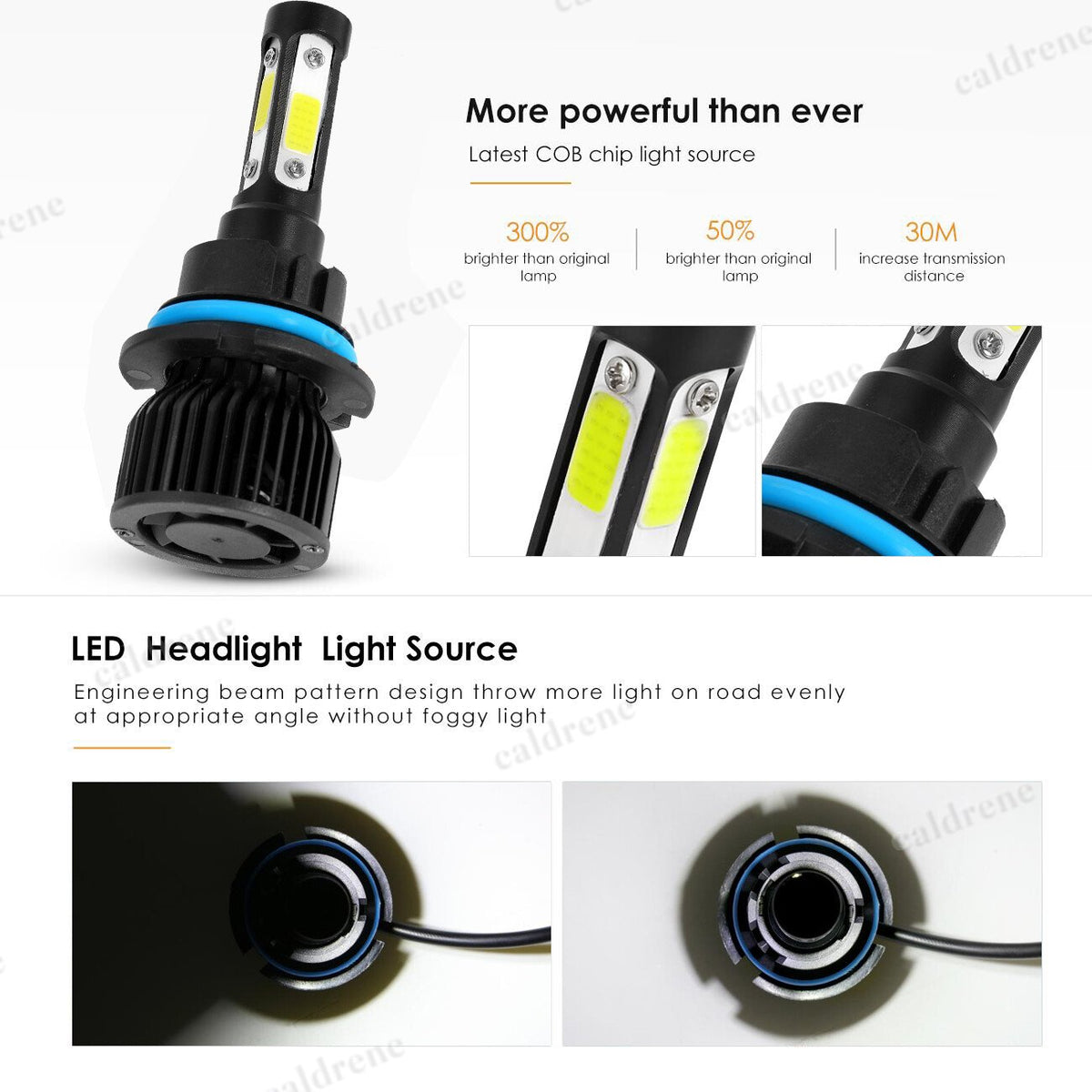 9004 LED Headlight Bulbs, Hi/Lo Beam, 6000K, 2 Pack – view 9