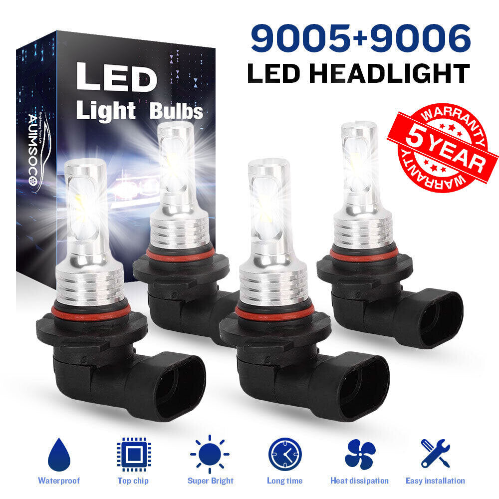 9005 9006 LED Headlight Combo Kit, High Low Beam, 10000K