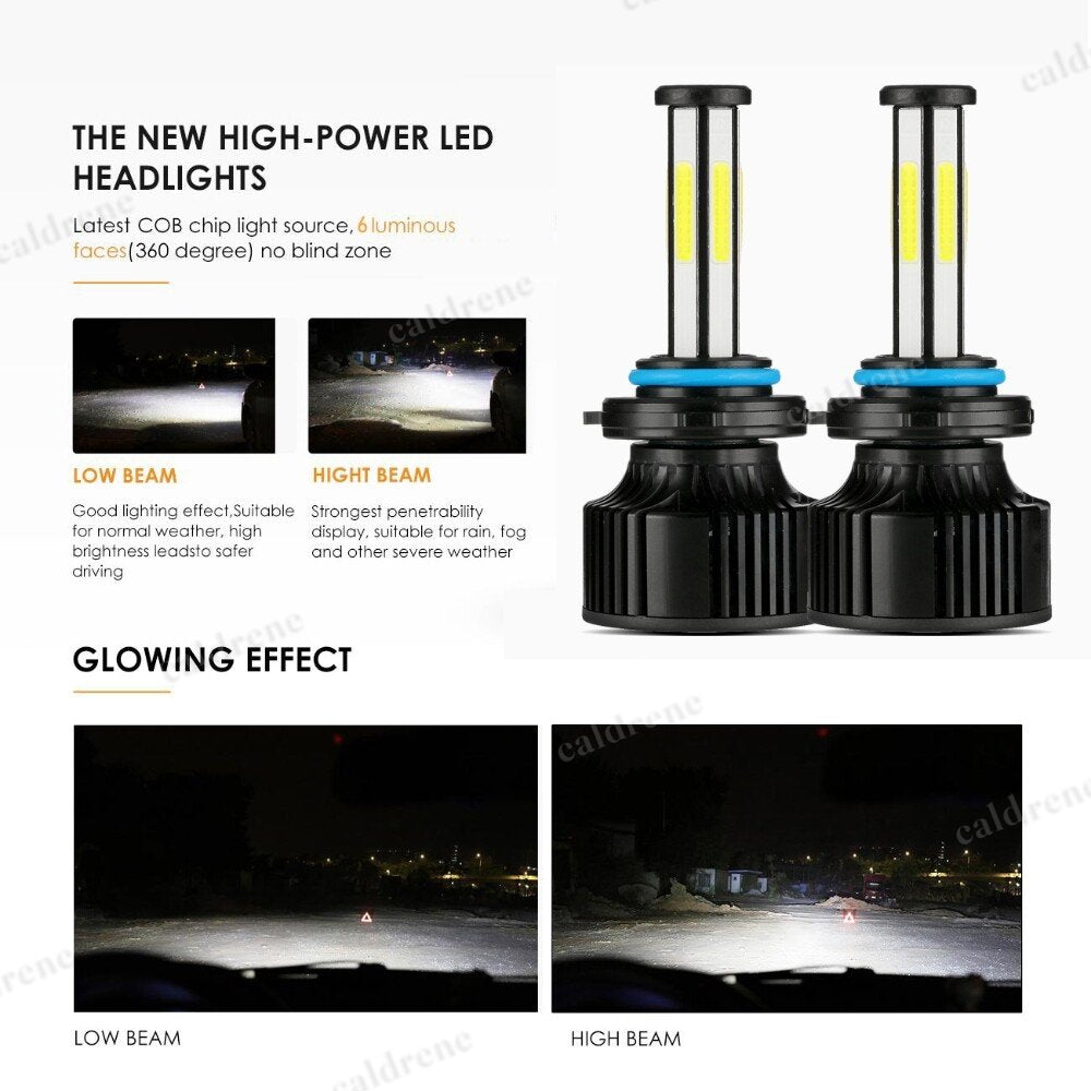 9006 LED Low Beam Headlight Bulbs 6 Sided 6500K, Pair – view 4