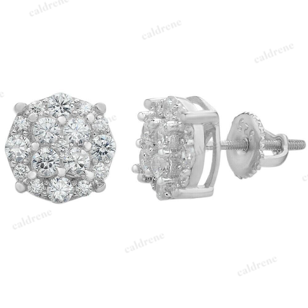 925 Sterling Silver Iced Cluster Round Stud Earrings – view 2
