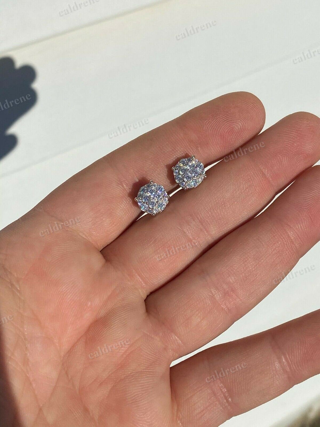 925 Sterling Silver Iced Cluster Round Stud Earrings – view 4