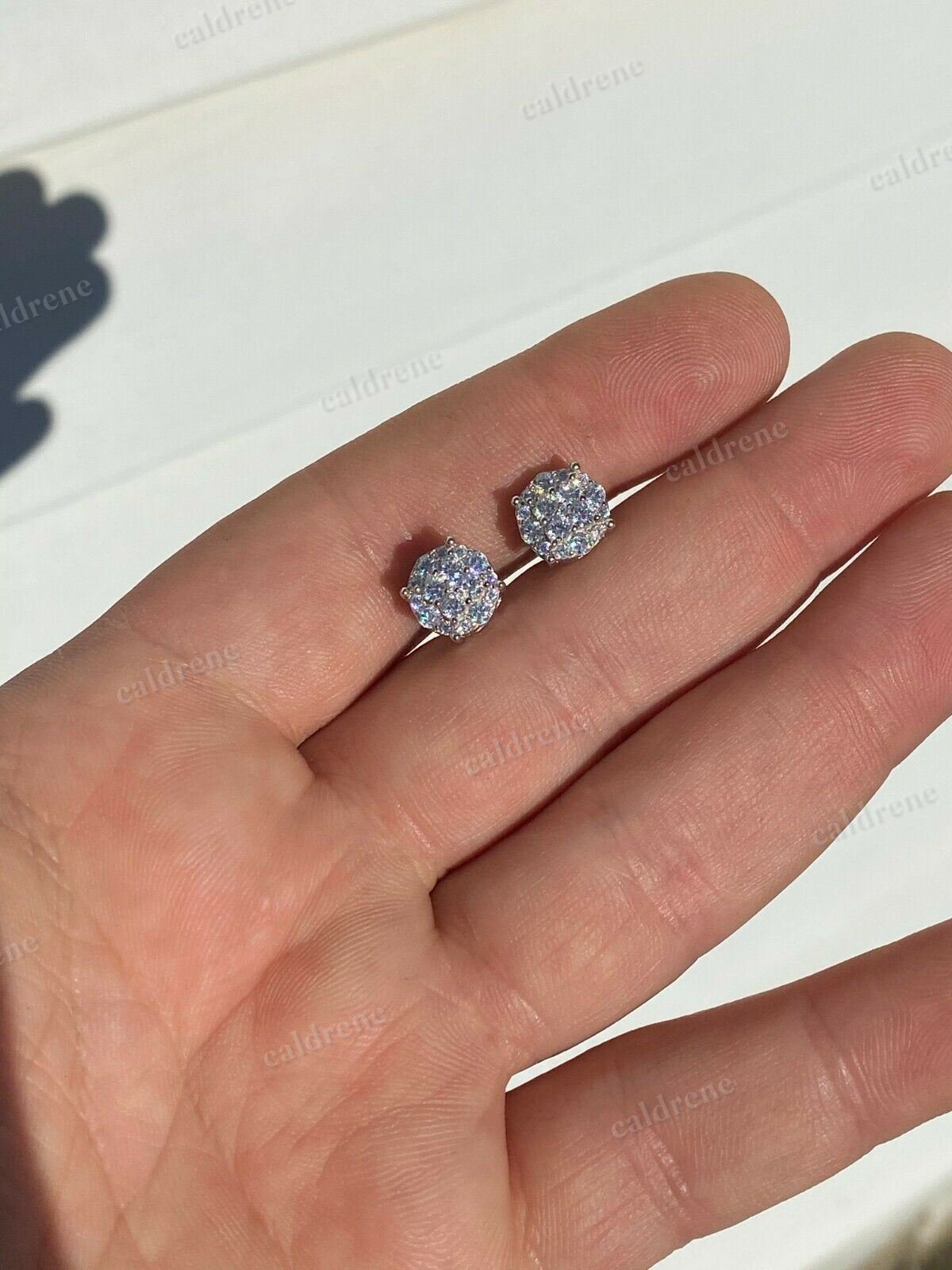 925 Sterling Silver Iced Cluster Round Stud Earrings – view 4