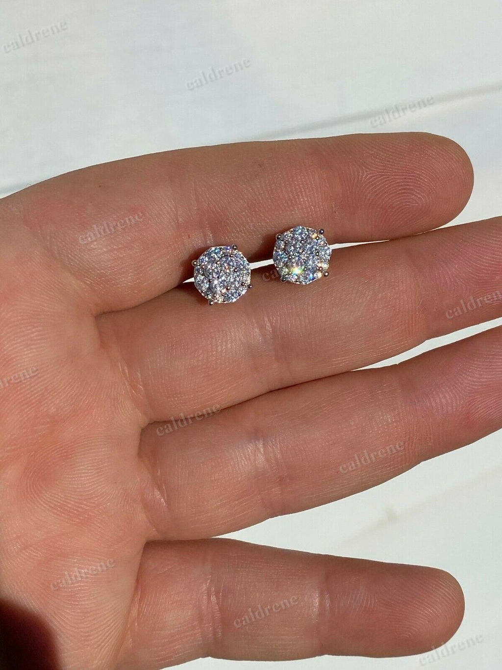 925 Sterling Silver Iced Cluster Round Stud Earrings – view 6