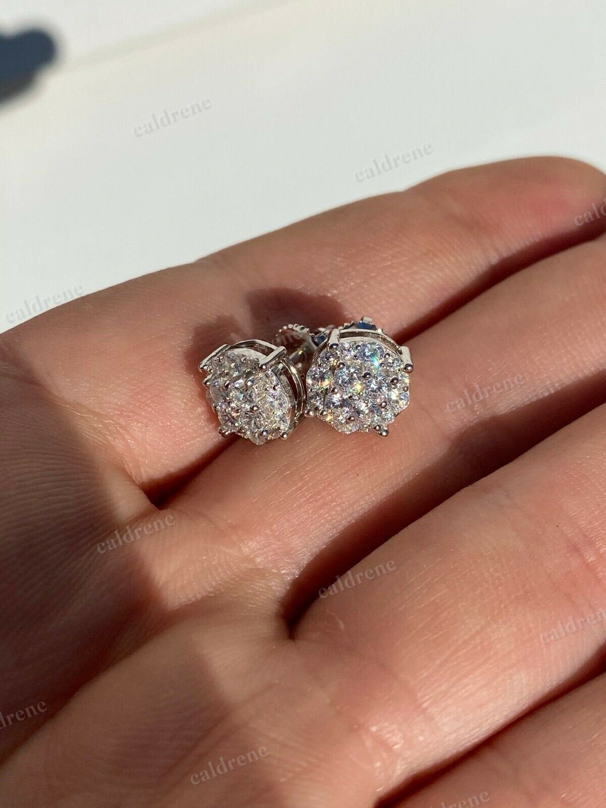 925 Sterling Silver Iced Cluster Round Stud Earrings – view 7