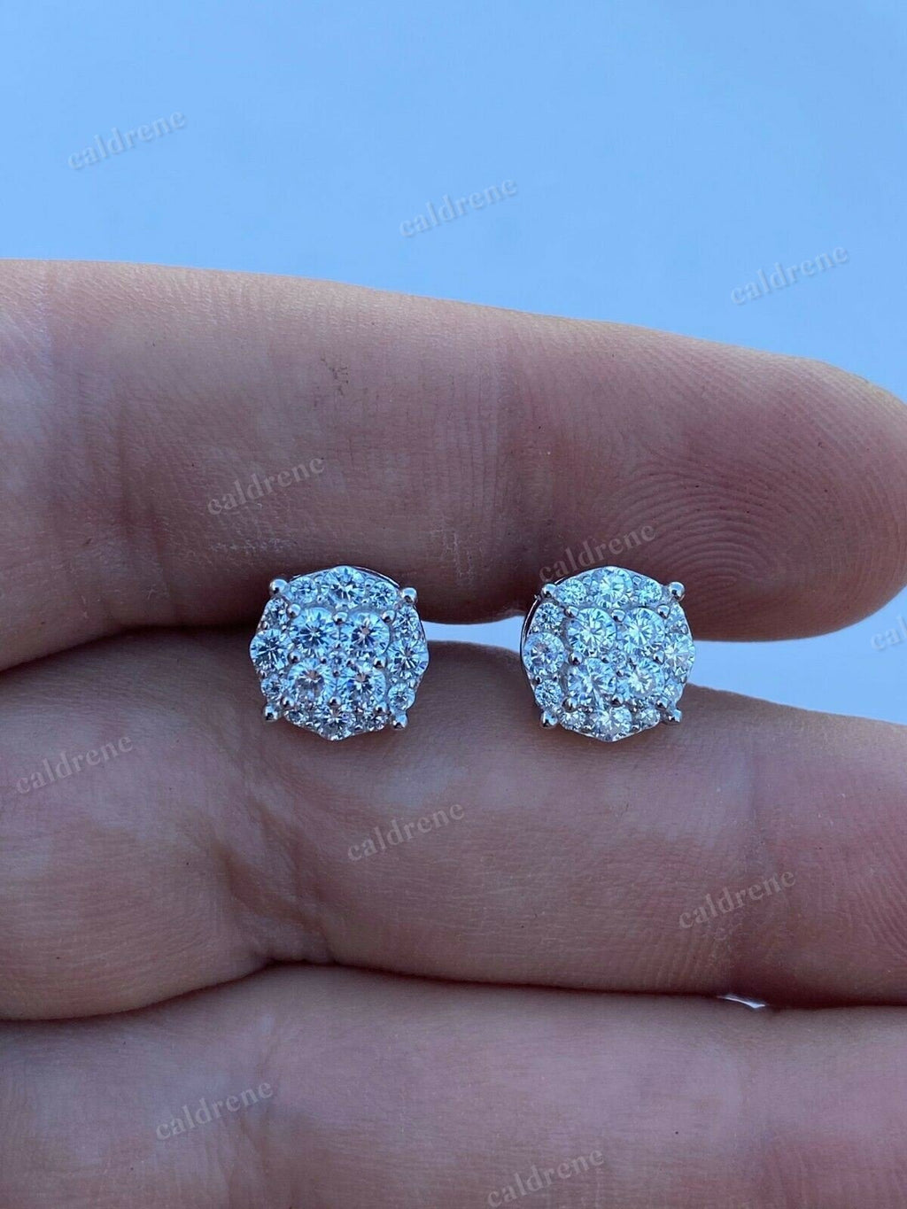 925 Sterling Silver Iced Cluster Round Stud Earrings – view 8