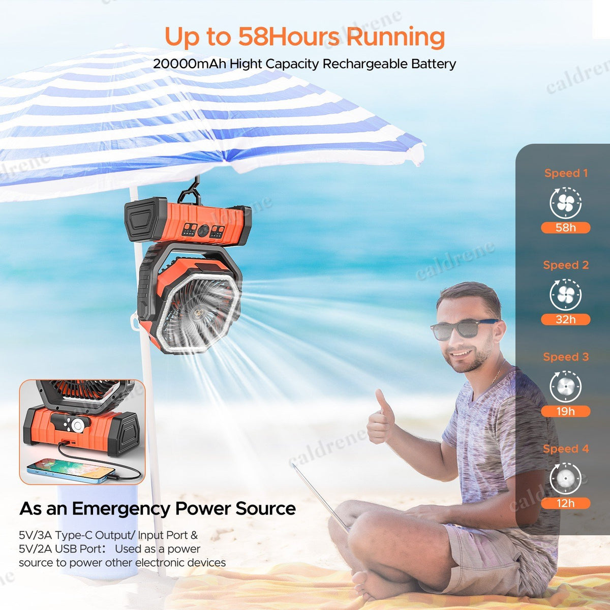 96-Hour Camping Fan with 20000mAh Power Bank – view 6