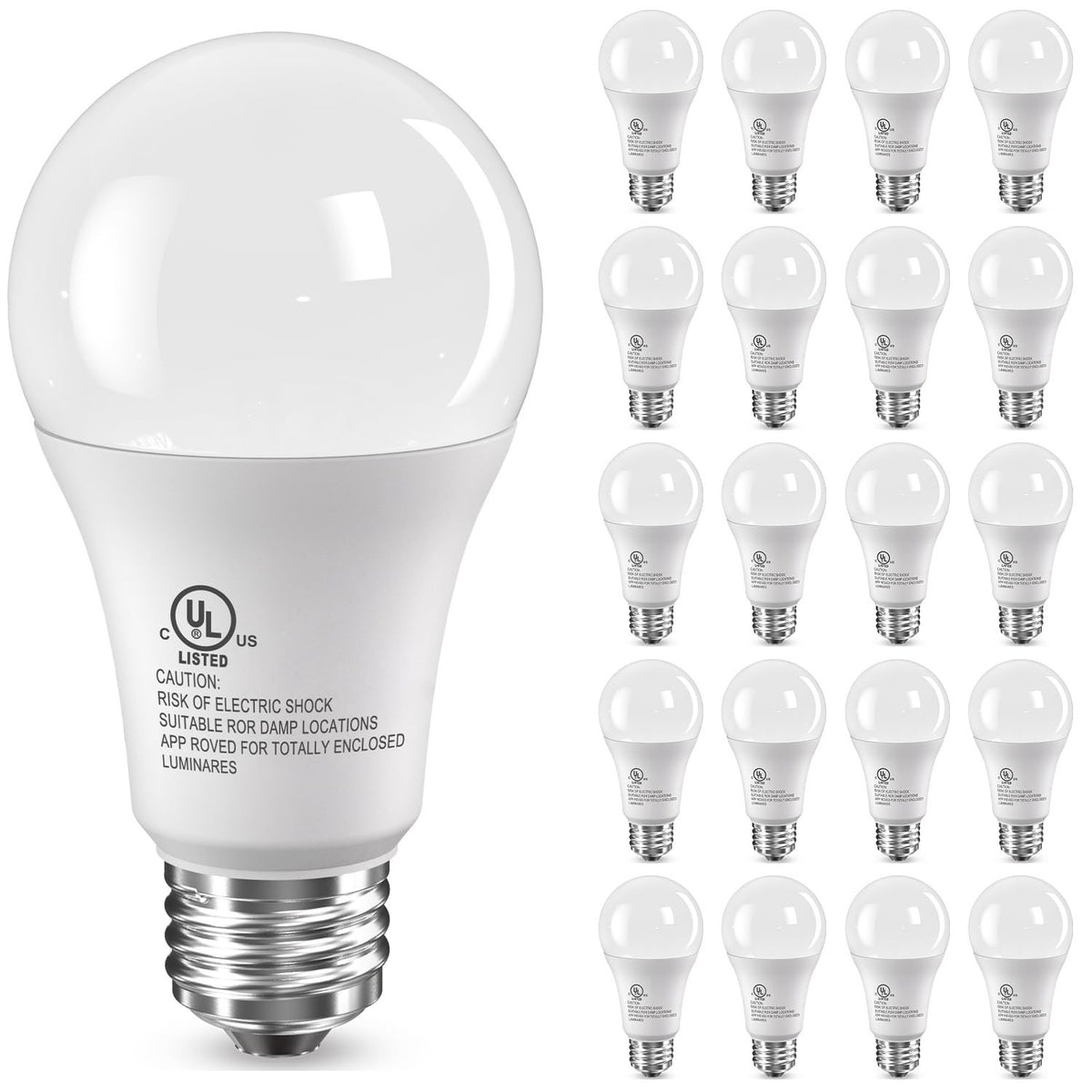 A19 LED Light Bulbs 100W Equivalent Daylight 5000K, 24 Pack