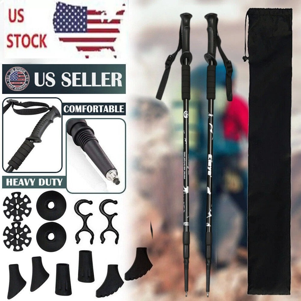 Adjustable Anti Shock Trekking Poles, 2 Pack