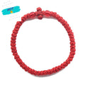 Adjustable Handwoven Greek Orthodox Prayer Bracelet for All – Red Red Beads