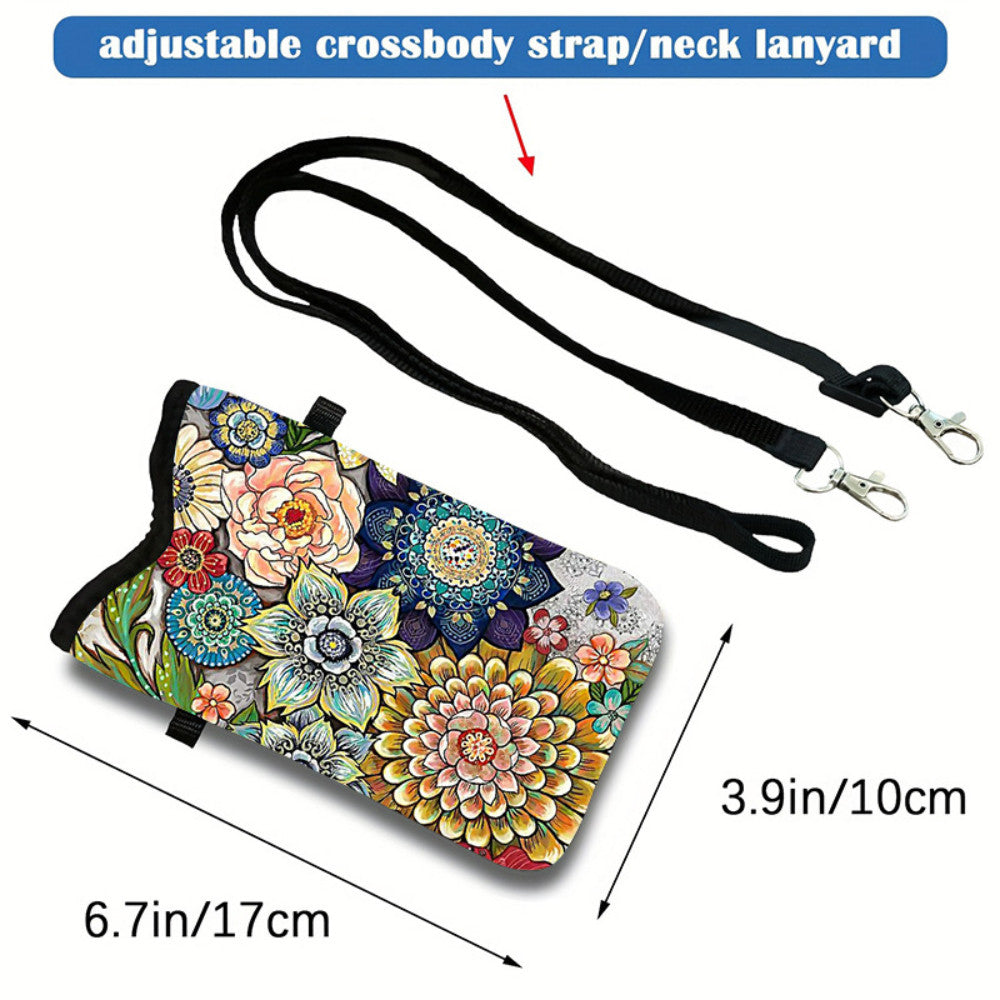 Adjustable Strap Waterproof Crossbody Phone Bag for Women – Watercolor Flowers