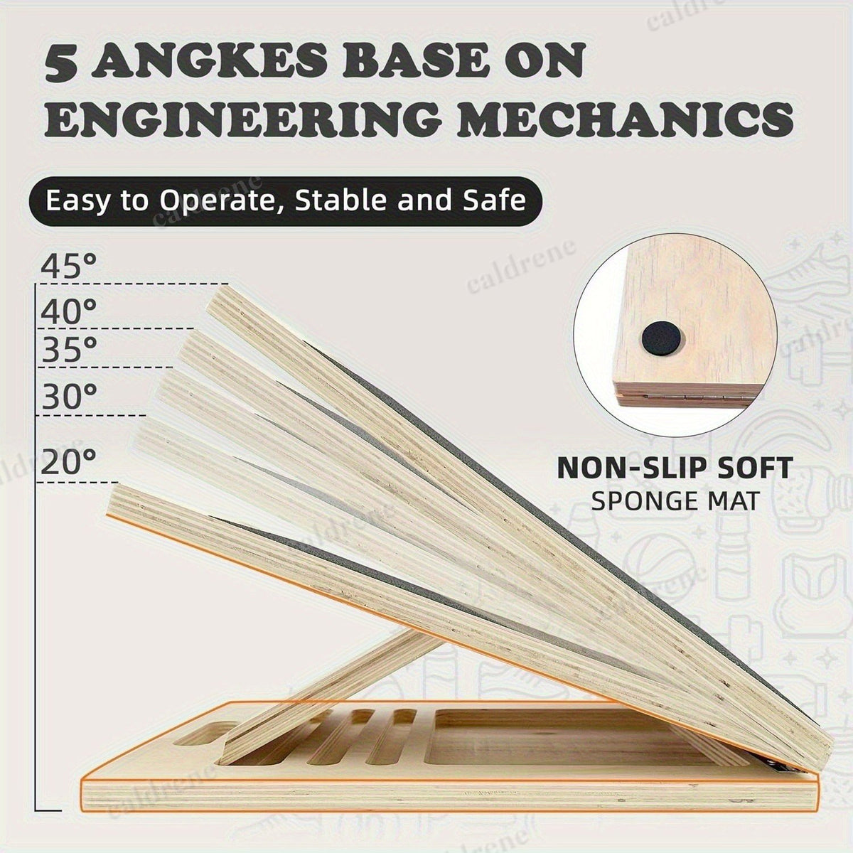 Adjustable Wooden Slant Board for Calf Stretching – view 4