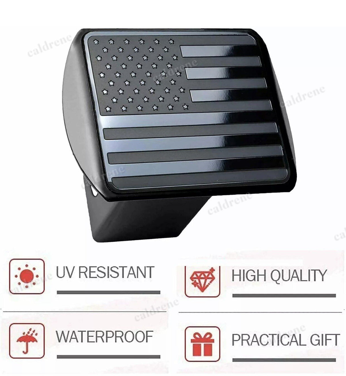 American Flag Black Metal Trailer Hitch Cover, 2 Inch – view 6