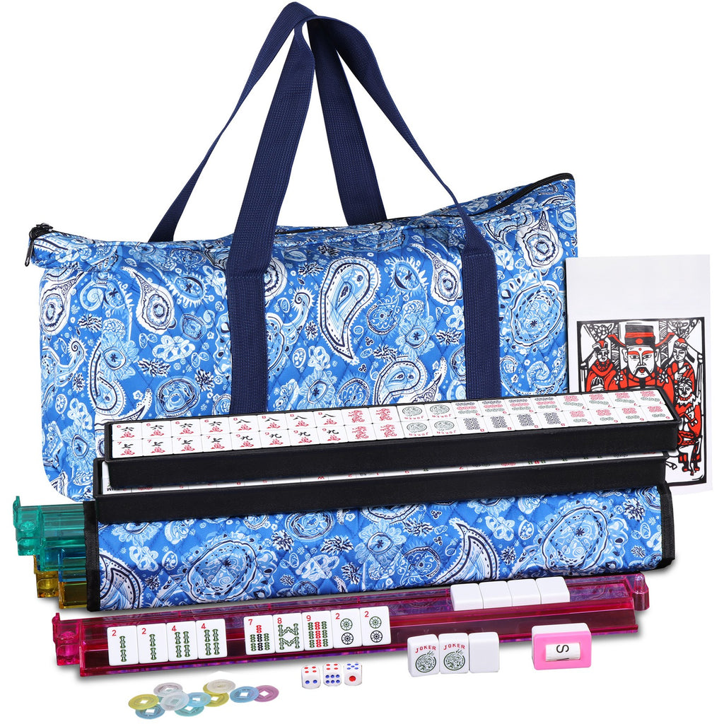 American Mahjong Set 166 White Tiles with 4 Racks and Pushers