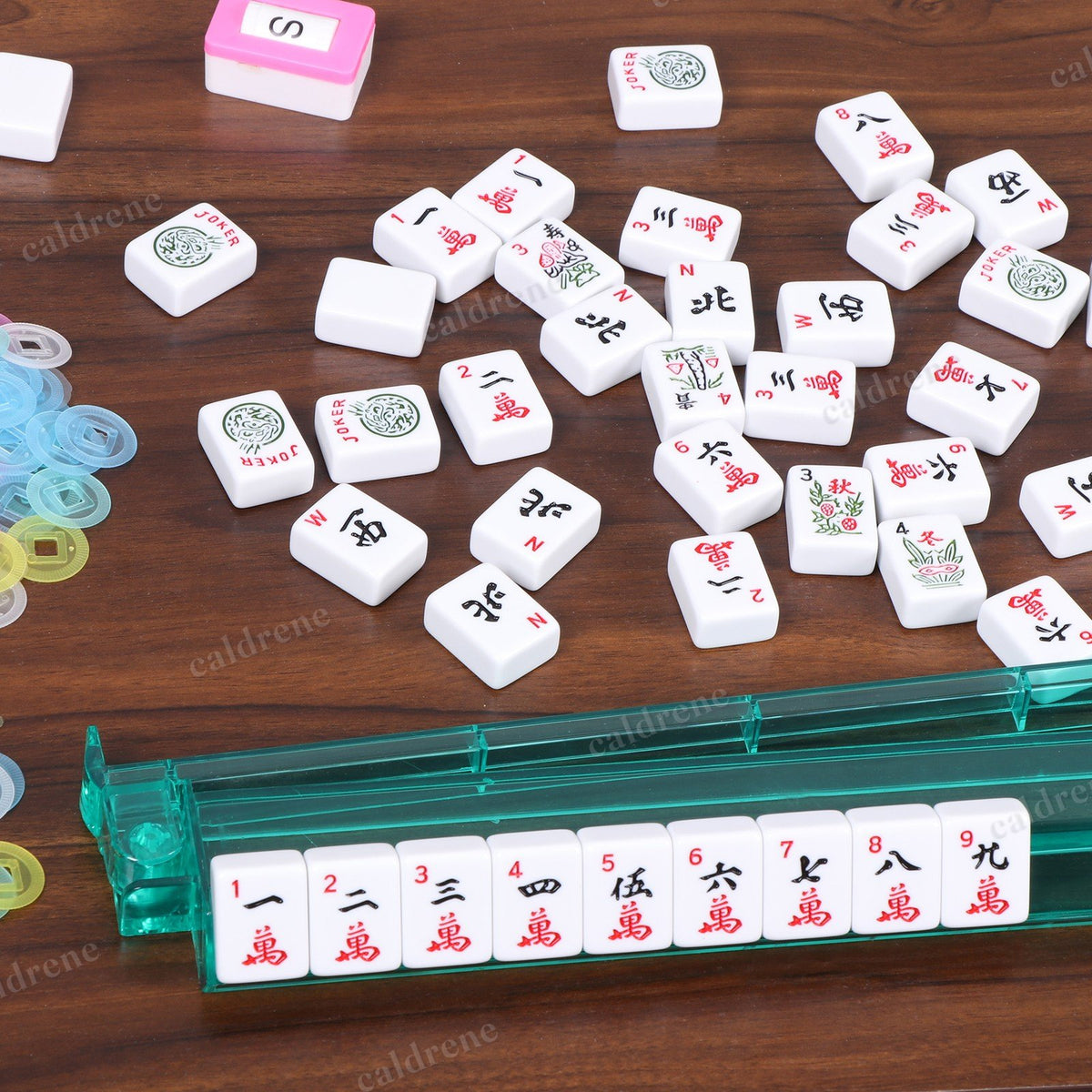 American Mahjong Set 166 White Tiles with 4 Racks and Pushers – view 7